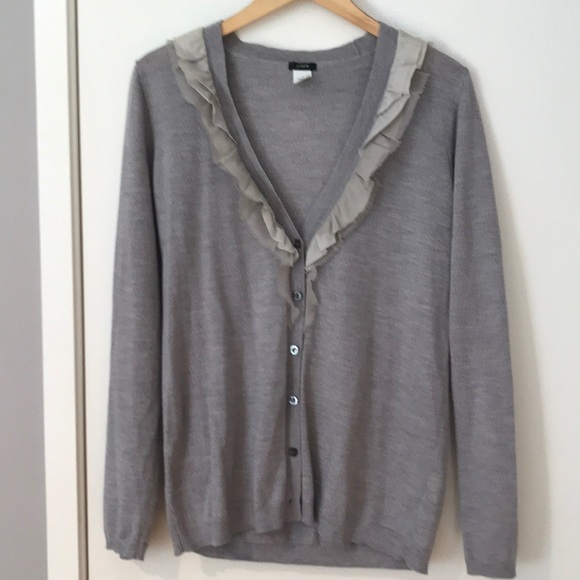 J. Crew Merino Wool Cardigan with Detail - Picture 1 of 6